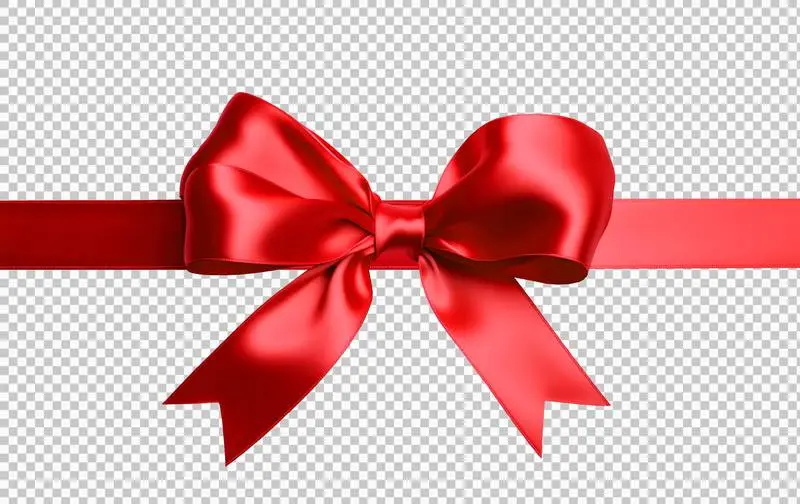 Photo of Red Satin Bow for Wrapping Isolated on Transparent Background