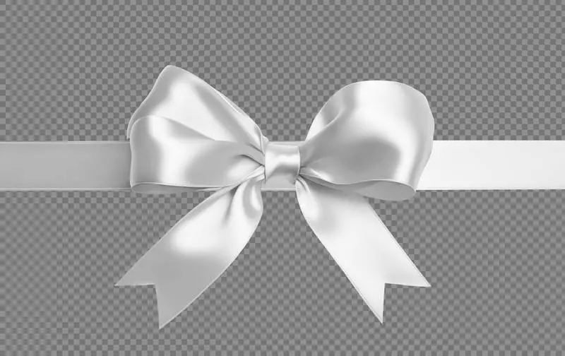 Photo of White Satin Bow for Wrapping Isolated on Transparent Background