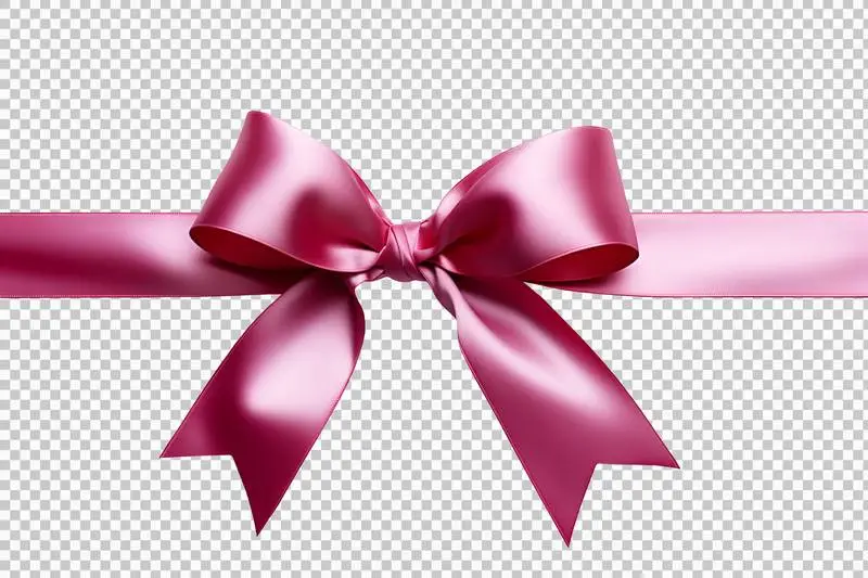 Pink Satin Ribbon for Wrapping Isolated on Transparent Background