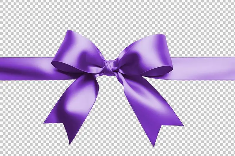 Purple Satin Ribbon for Wrapping Isolated on Transparent Background