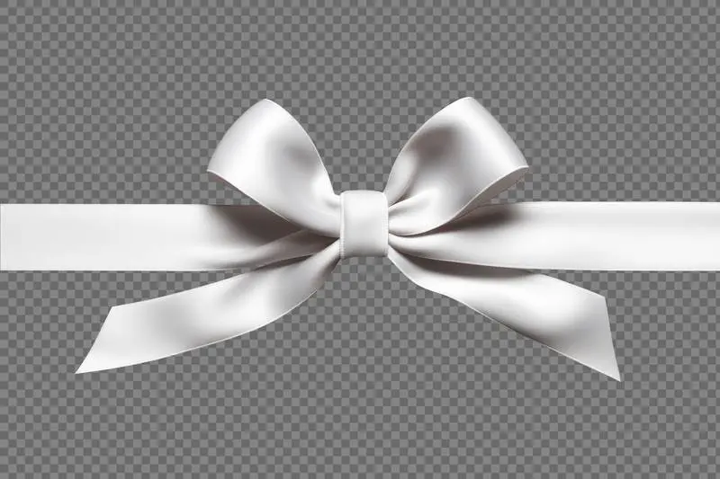 White Satin Ribbon for Wrapping Isolated on Transparent Background