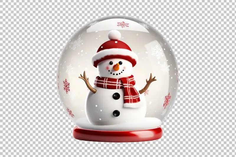 Snowball Isolated With Red Foot on Transparent Background