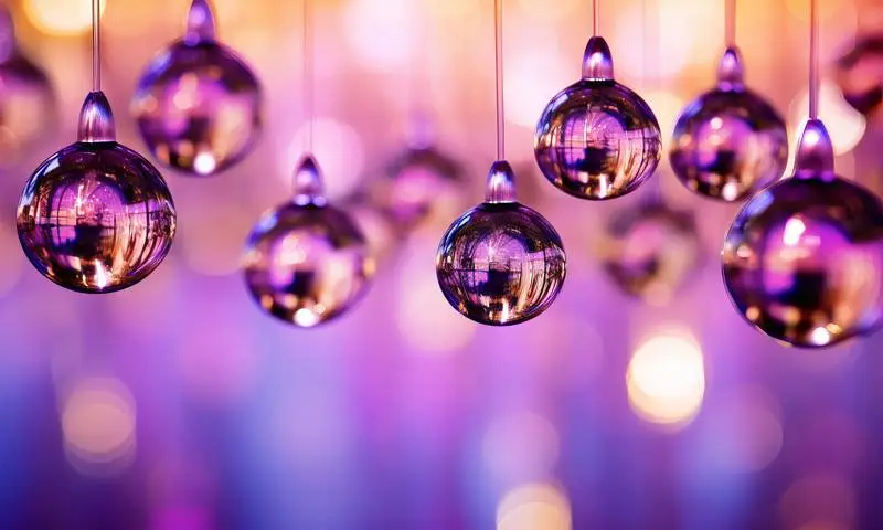Christmas Picture With Crystal Ball Decorations and Diffused Lights