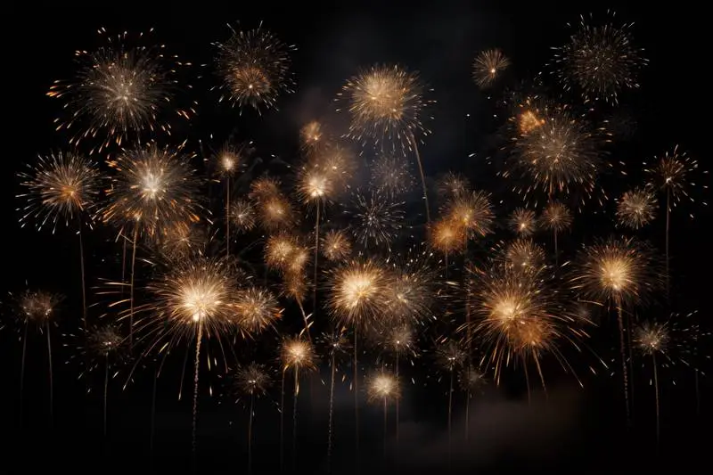 Image of Golden Fireworks on a Black Background