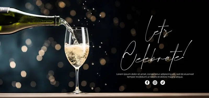 Celebration Banner With Cape Bottle Filling Cup With Faded Lights With Lights and Text