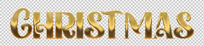 Lettering With Golden Christmas Word on Transparent Background