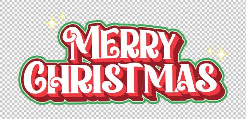 Lettering With Colourful Merry Christmas Comic Style Label on a Transparent Background