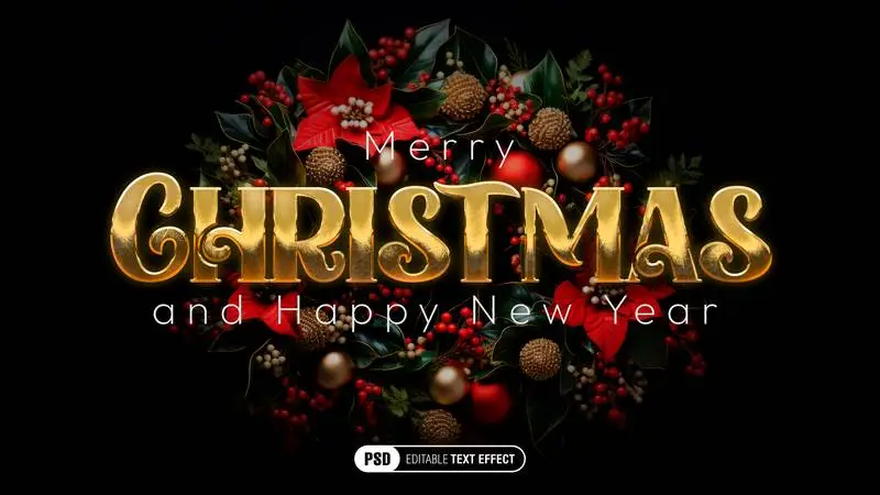 Editable Christmas Gold Text Effect