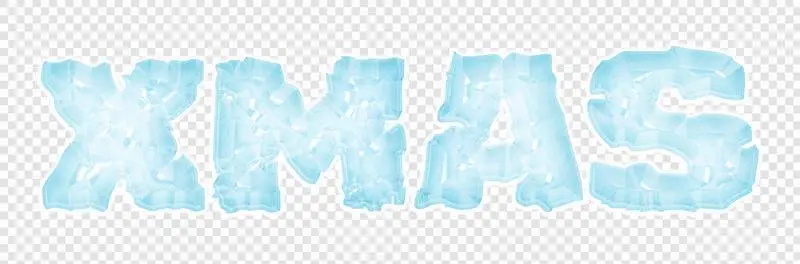 Christmas Lettering in Ice Style on a Transparent Background