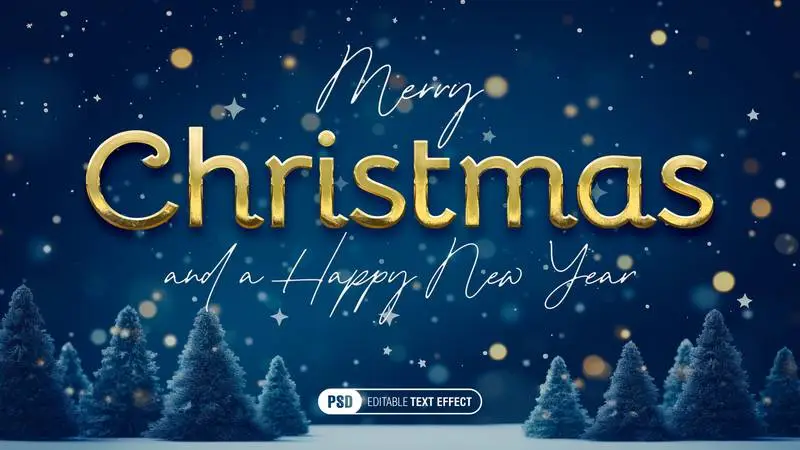 Editable Elegant Christmas Gold Text Effect