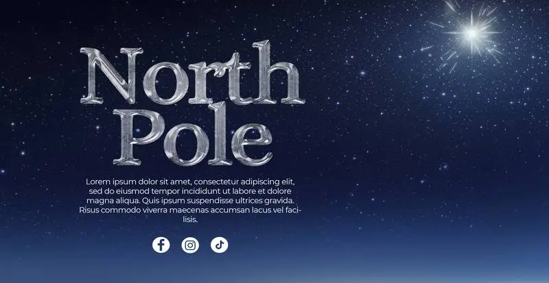 Banner With North Pole Ice Effect on Starry Background With Text