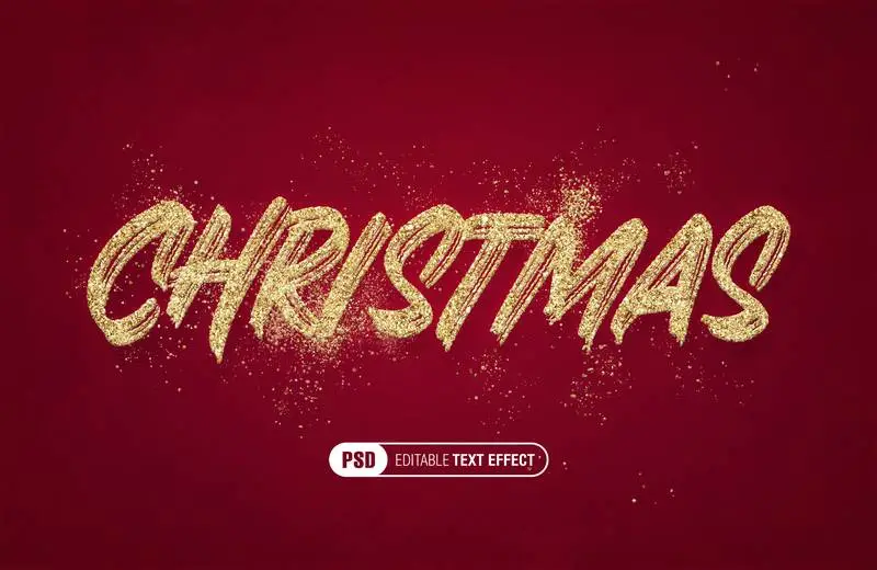 Editable Gold Glitter Christmas Text Effect