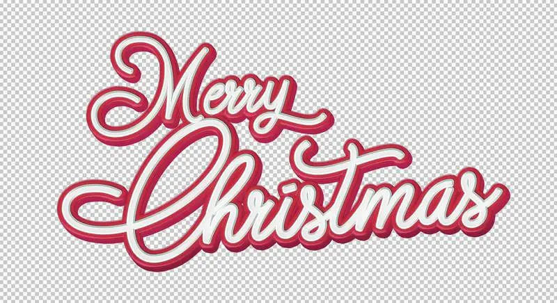 Lettering With Merry Christmas With Comic Effect on Transparent Background