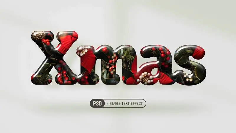 Editable Realistic 3D Christmas Text Effect