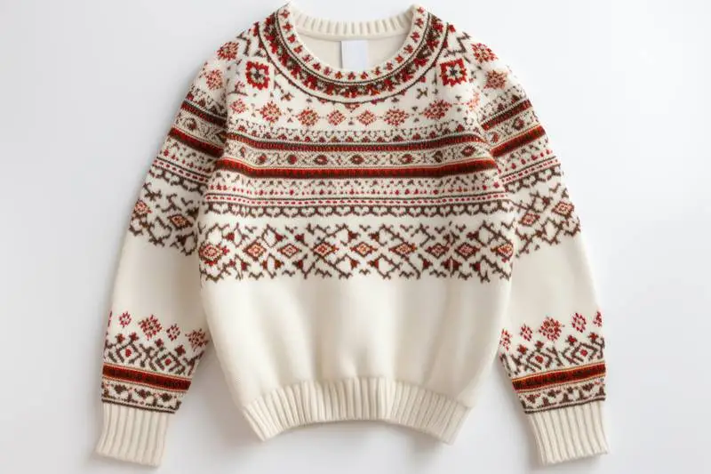 White and Red Knitted Christmas Jumper Isolated on a White Background