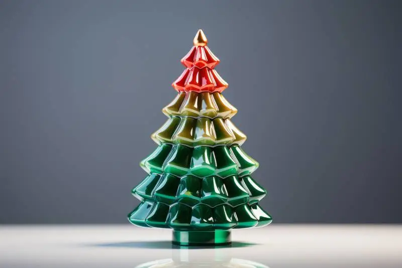 Christmas Tree in Glazed Ceramic Colours on a White Background