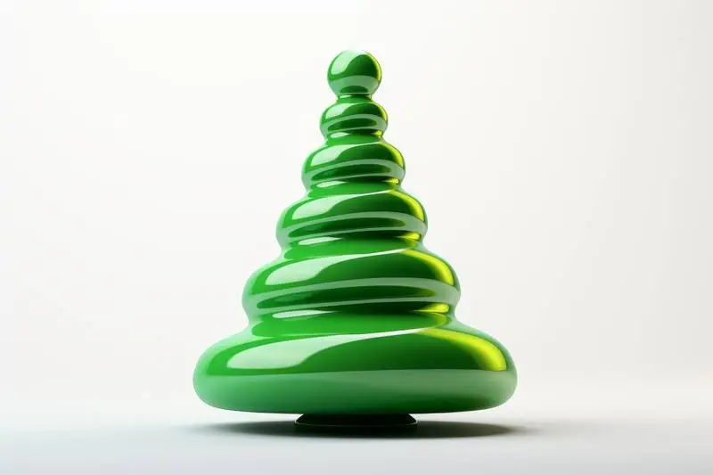 Modern Christmas Tree in Green Glazed Ceramic on a White Background