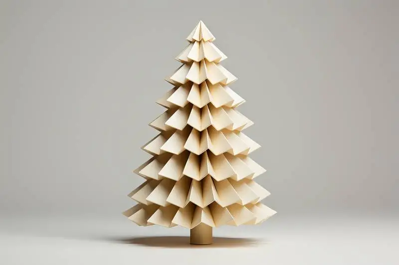 White Origami Christmas Tree on a Light Background