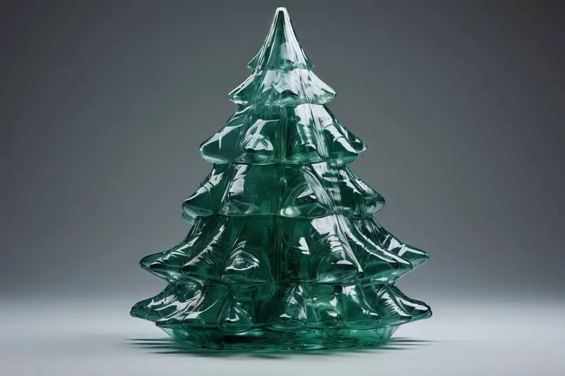 Christmas Tree Made of Ice on a Grey Background