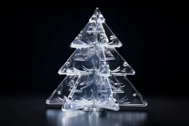 Christmas Tree Made of Ice on a Black Background