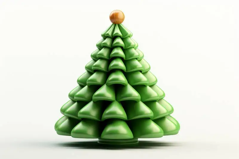 Christmas Tree With Plastic Texture and Rounded Shapes on a White Background