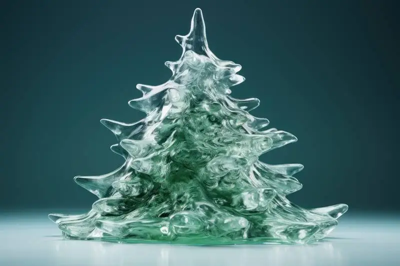 Christmas Tree Made of Ice on a White Background