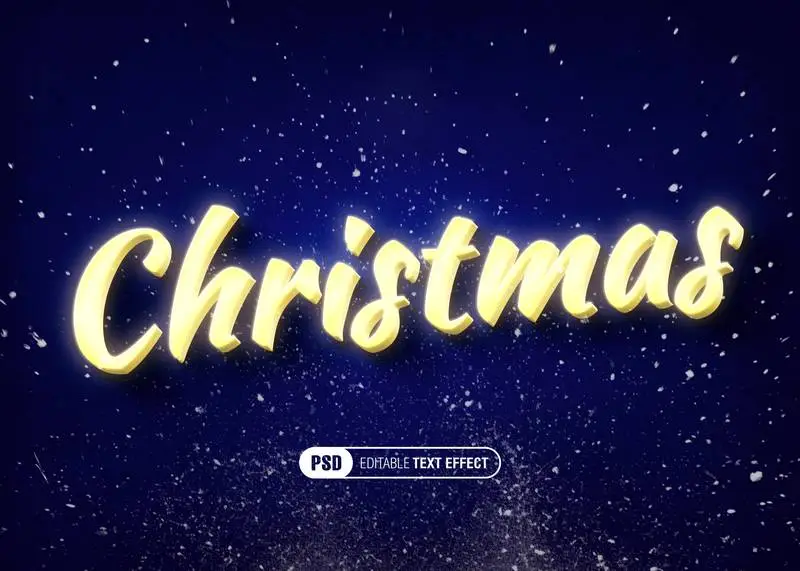 Editable 3D Text Effect for Christmas on a Red and Snowy Background