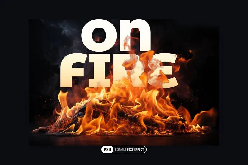 Editable Text Effect Burning Inside a Bonfire