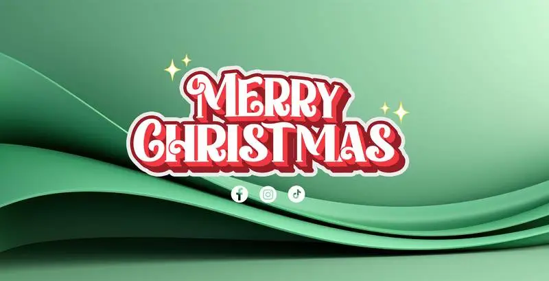 Linear Slingshot Banner on Green Background With Christmas Sticker