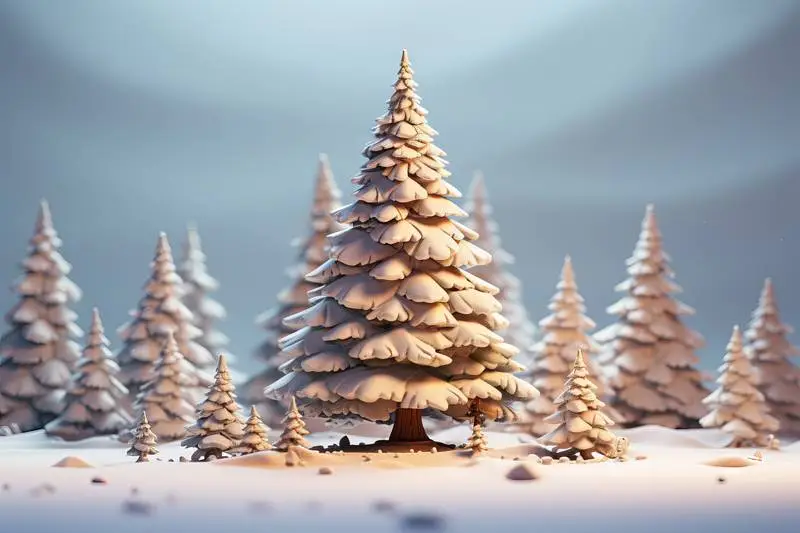 Christmas Background of Spruce Trees Under the Snow