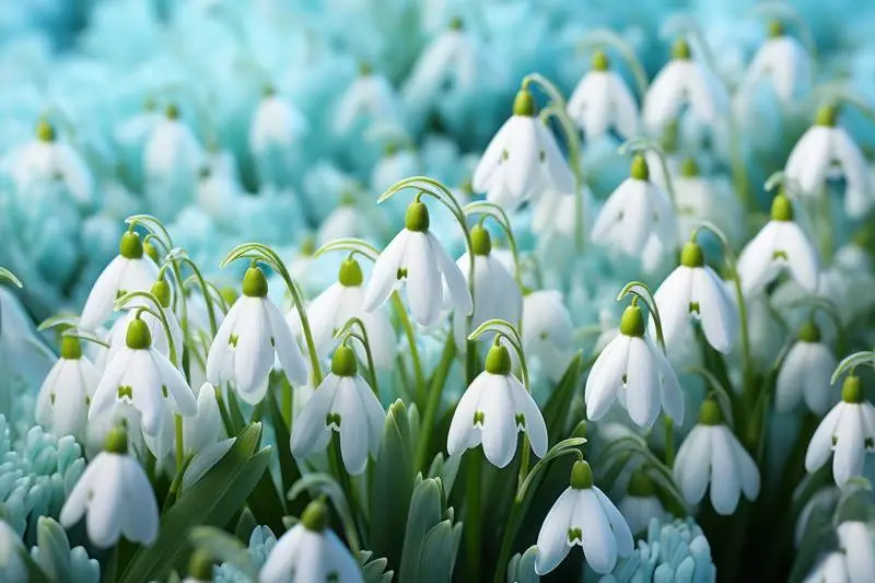 Photograph of White Snowdrops in Bloom