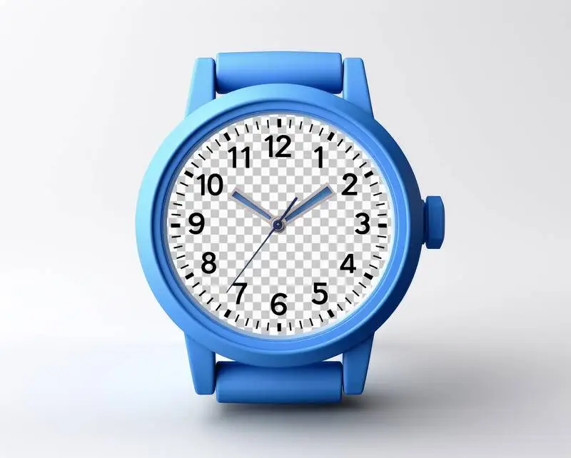 Trendy Blue Sporty Wristwatch With Transparent Dial