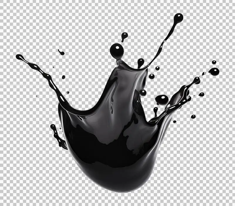 Black Liquid Splash Isolated on Transparent Background