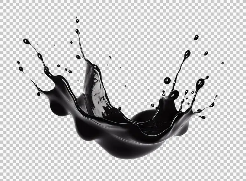 Black Liquid Splash Isolated Over a Transparent Background