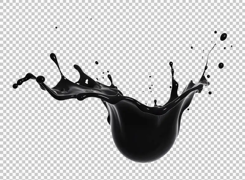 Black Liquid Splash Isolated Over Transparent Background