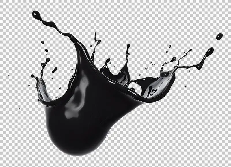 Dark Liquid Splash Isolated on Transparent Background