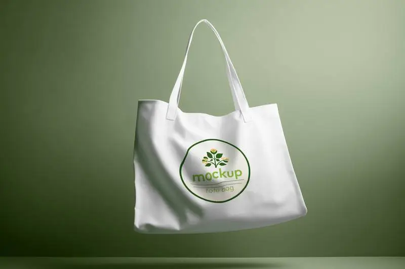Mockup of a White Tote Bag Logo