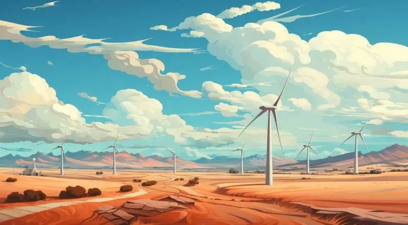 Banner on Illustration Background With Wind Turbines