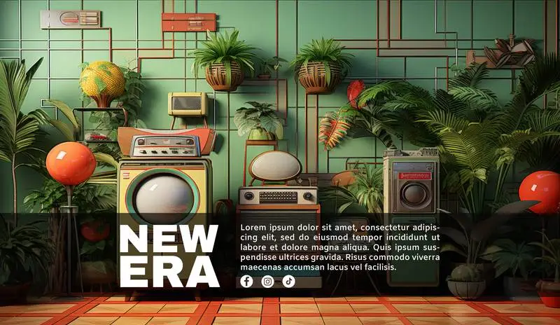 Banner of Retro Appliances With Plants on Vintage Room