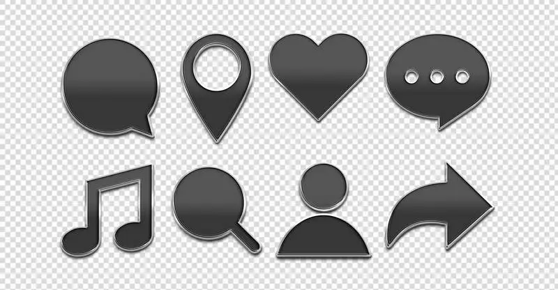 Collection of Round Enamelled Sheet Metal Style Symbols