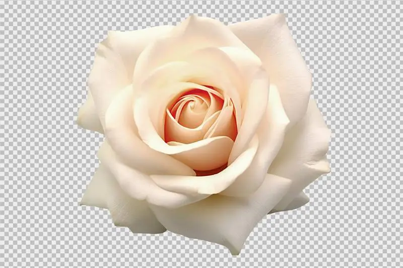 Beautiful White Blooming Rose Isolated on Transparent Background