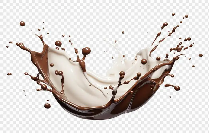 Chocolate and Milk Mixed Splash Isolated on Transparent Background