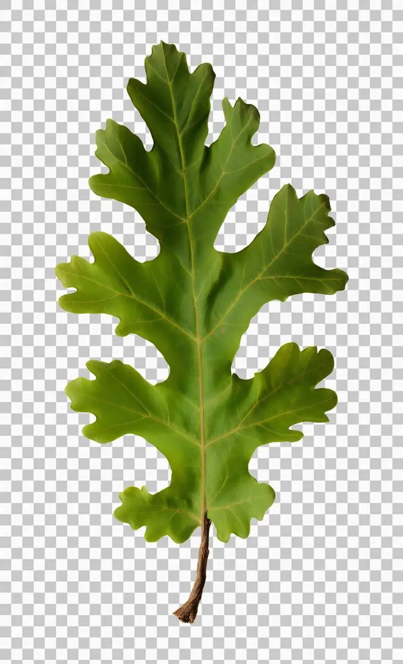 Green Oak Leaf Isolated on Transparent Background
