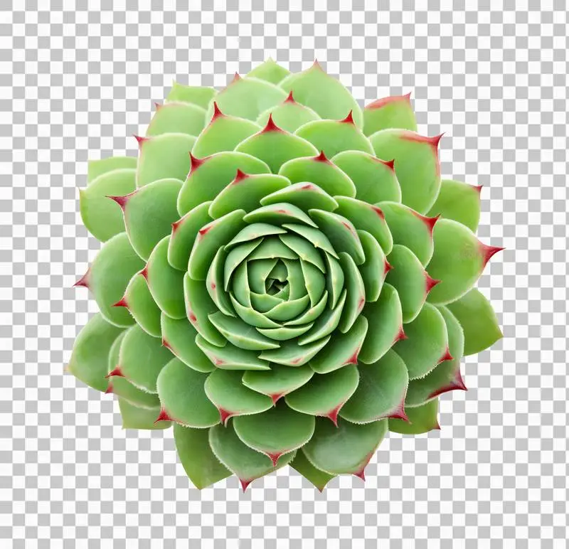 Green Succulent Plant Isolated on Transparent Background