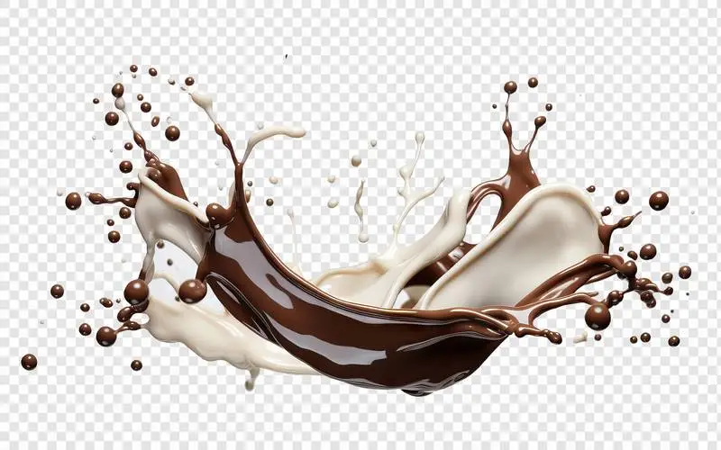 Milk and Chocolate Mixed Splash Isolated on Transparent Background