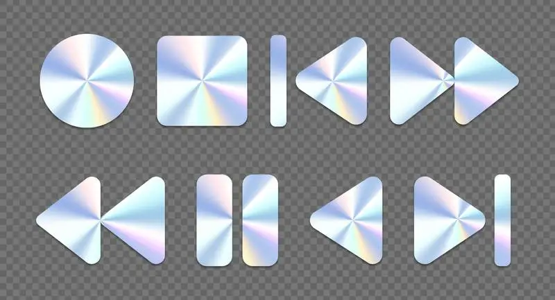 Set of Holographic Audio Playback Sign Labels