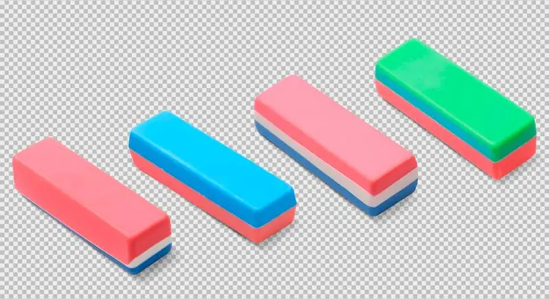 Set of School Erasers Isolated on Transparent Background