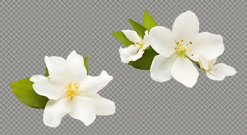 White Jasmine Blossoms Isolated on Transparent Background