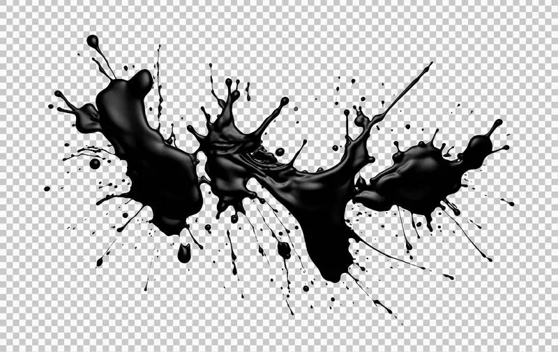 Black Paint Splash Isolated on Transparent Background