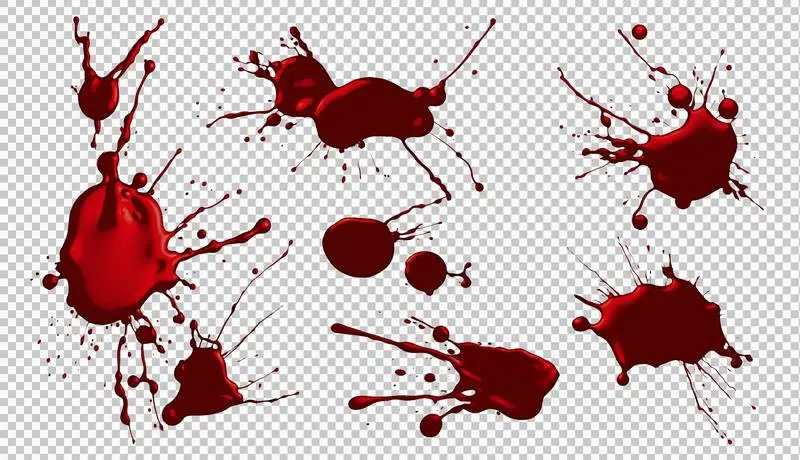Set of Red Splashes Isolated on Transparent Background